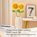 Handcrafted crochet sunflower with smiley face in white ceramic vase for home decor - Smiley Sunflower Single Stem