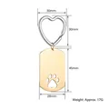 Gold puzzle piece keychain with heart hook and cutout paw print, 45mm by 28mm size - Gold Dog Paw (BYSQ001)