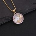 Macro shot of 18K gold Scorpio necklace with purple stones and white shell inlay - 4#Cancer