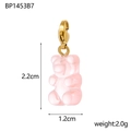 Pink resin gummy bear charm with gold-plated lobster clasp for DIY jewelry making - Pink (BP1453B7)