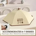 80cm collapsible insulated food cover in beige with suction cup for 6-7 dishes - Diameter 80cm / Round/Cream and Brown