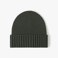 Gorro de punto verde oscuro cálido de hilo hilado con núcleo y textura acanalada - Verde Militar