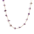 Collier fait main avec éclats d'améthyste naturelle et acier inoxydable plaqué or 18K - Acier inoxydable 316L / Collier - Or - Améthyste