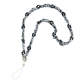 Close-up of marble-patterned resin phone strap with gold accents and white cord - SL1871-Black White Grey Marble