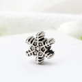 Silver snowflake bead charm with sparkling zircon stones for DIY charm bracelets - Snowflake