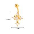 Piercing ombelico in acciaio dorato con pendente a croce e zirconi taglio marquise - Stile Croce (0168-2#) / Oro