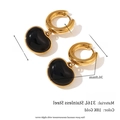 18K vergoldete Edelstahl-Ohrringe mit Herzanhängern aus schwarzem Onyx-Stein - Schwarzer Achat Herz Anhänger Creolen - Gold
