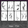 Set of 8 waterproof black and white fish herbal tattoo stickers for arms, 7x12 cm size - Koi and Goldfish Set