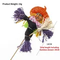 Halloween witch hanging decoration with black robe and orange hat on long bamboo stick - Witch Insert No. 3