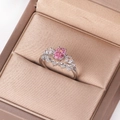Adjustable silver ring with oval pink zircon and sparkling white crystals in gift box - Pink Oval Romantic White Gold Style (Style 8 White Gold)