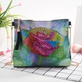 DIY diamond painting handbag with rose rhinestone pattern and gold chain strap - Dark Green Butterfly & Rose (Black) (AA121)