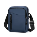 Borsa a tracolla da uomo in tessuto oxford blu scuro con zip multiple e tracolla regolabile - 8 Pollici / Blu Stile B