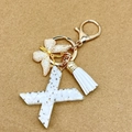 Letter X keychain with butterfly charm, white gravel inlay and matching tassel - Letter X