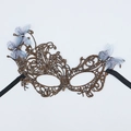 Maschera per travestimento in pizzo marrone con farfalle blu e cristalli scintillanti - Maschera bronzante a farfalla-Marrone