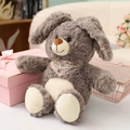 Conejo de peluche gris oscuro con pañuelo floral y vientre blanco para regalo - Conejo Gris / 30cm