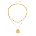 Bohemian double-layer necklace with gold nautilus shell pendant and turquoise beads - Nautilus & Shell Layered Style (6#)