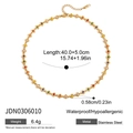 Detail of gold stainless steel floral necklace with 0.58cm multi-colored flower beads - Multicolor Clover Necklace (JDN0306010)