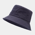 Detail of dark blue cotton bucket hat with parallel stitched brim and ventilation eyelets - M (56-58cm) / Navy Blue