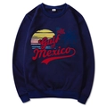 Navy blue Gulf of Mexico sunset print hoodie sweatshirt in size M with ribbed cuffs - S / Navy Blue