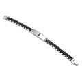 Two-tone silver and black stainless steel tank link bracelet with rectangular ID plate - 5-Bead Black Steel