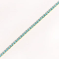 Detail of gold chain necklace featuring round sky blue cubic zirconia in prong setting - Turquoise Green - Gold
