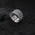 Vintage hollow pattern S925 sterling silver wide band ring in silver finish - Retro Hollow Pattern Wide Band Style (JZ0467)