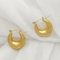 Close-up of elegant gold water drop earrings on soft white satin background fabric - Smooth Drop Style (XL1464-34)