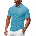 Close-up of light blue men's polo shirt featuring breathable vertical stripe texture - Light Blue