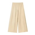 Damesbroek met wijde pijpen in abrikoos met elastische tailleband en geplooide details - XS / Khaki Wijde Pijpen Broek