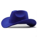 Detail of royal blue felt fedora with silk ribbon and stylish upturned brim - M (56-58cm) / Sapphire Blue