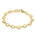Bracciale a catena minimalista color oro con maglie a moneta e chiusura a moschettone - Stile Moneta a Griglia Dorata (KB160617-Z) / Oro