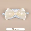 Blue satin sleep eye mask with cream bow decoration and elastic strap single pack - Blue Bow Style