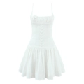 Weißes französisches Camisole-Kleid mit Blumenstickerei und vorderer Knopfleiste - S / Weiß