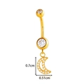 Golden titanium navel ring with crystal curved barbell and iced out crescent moon charm - Gold Moon Pendant Style (T2530-1#Gold)