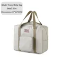 Khaki foldable Oxford cloth travel storage bag with handle and front zip pocket in small size - Small / Khaki