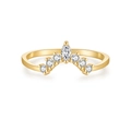 Anillo de corona en V de plata S925 con circonita marquesa y acabado en oro pulido - US 6 / Dorado
