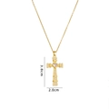 Gold cross pendant necklace with heart-shaped zircon and pave crystals, 3.8cm height - Gold Heart White Zircon Cross (A763)