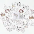 Cute cartoon white cat sticker set with assorted feline poses in a square storage box - Cute Cat Jiang