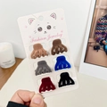 6er-Set Mini-Haarklammern mit Beflockung in verschiedenen Retro-Farben auf einer Karte - Pfote Modell / 6er Set-2.6CM