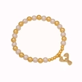 Elegant beaded bracelet featuring white pearls and golden 'Y' initial charm with crystals - Letter Y