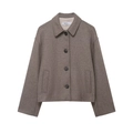 Women's short wool blend coat in mocha with classic lapels and single-breasted design - XS / Camel