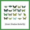 Set of 20 realistic green butterfly PET stickers for scrapbooking and DIY craft decoration - Green Shadow Butterfly