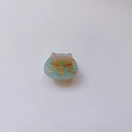 Cat shaped hair claw made of translucent acetate with colorful swirl pattern and gold details - Cyan