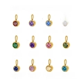 Birthstone charms set in gold plating featuring 12 months colorful round crystals - Set of 12 (0.8cm*0.8cm)