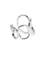 Verstellbarer silberner Edelstahlring mit dreifach geschachteltem Oval-Design - Stil 40108 / Silber