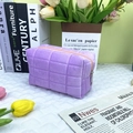 Quilted velvet pencil case in light purple with metal zipper for student stationary - Purple