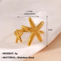 Gold stainless steel starfish open ring with sea shells and ocean style texture - Gold Double Starfish Design