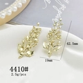 Detail of golden rose branch charms with white pearls and rhinestones for DIY jewelry - 4410# Pearl Rhinestone Branch