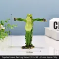 Green frog yoga resin ornament in Titanic pose for home decor, height 14cm - Titanic Pose Couple Frogs