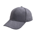 Detail shot of charcoal grey corduroy texture and curved brim on the baseball cap - One Size Adjustable / Adult / Gray